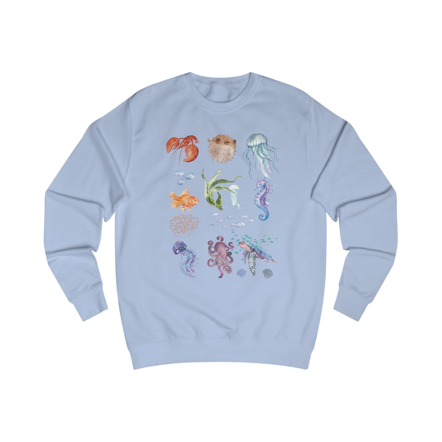 Ocean-Inspired Unisex Sweatshirt, Sea Life Apparel, Nautical Fashion, Beach Vibes, Marine Creature Gifts, Summer Casual Wear