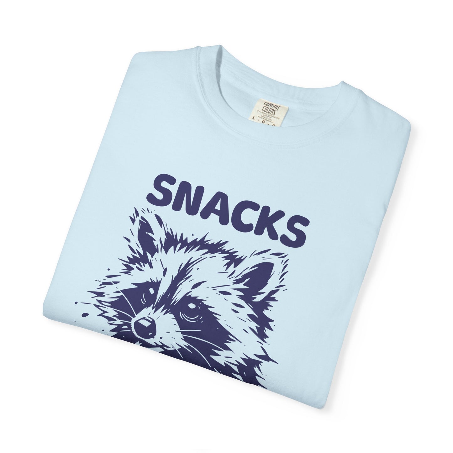 Garment-Dyed 100% cotton T-Shirt with Snack-Loving Raccoon Design, Casual Wear, Cute Animal Tee, Gift for Food Lovers, Fun Vintage Vibe