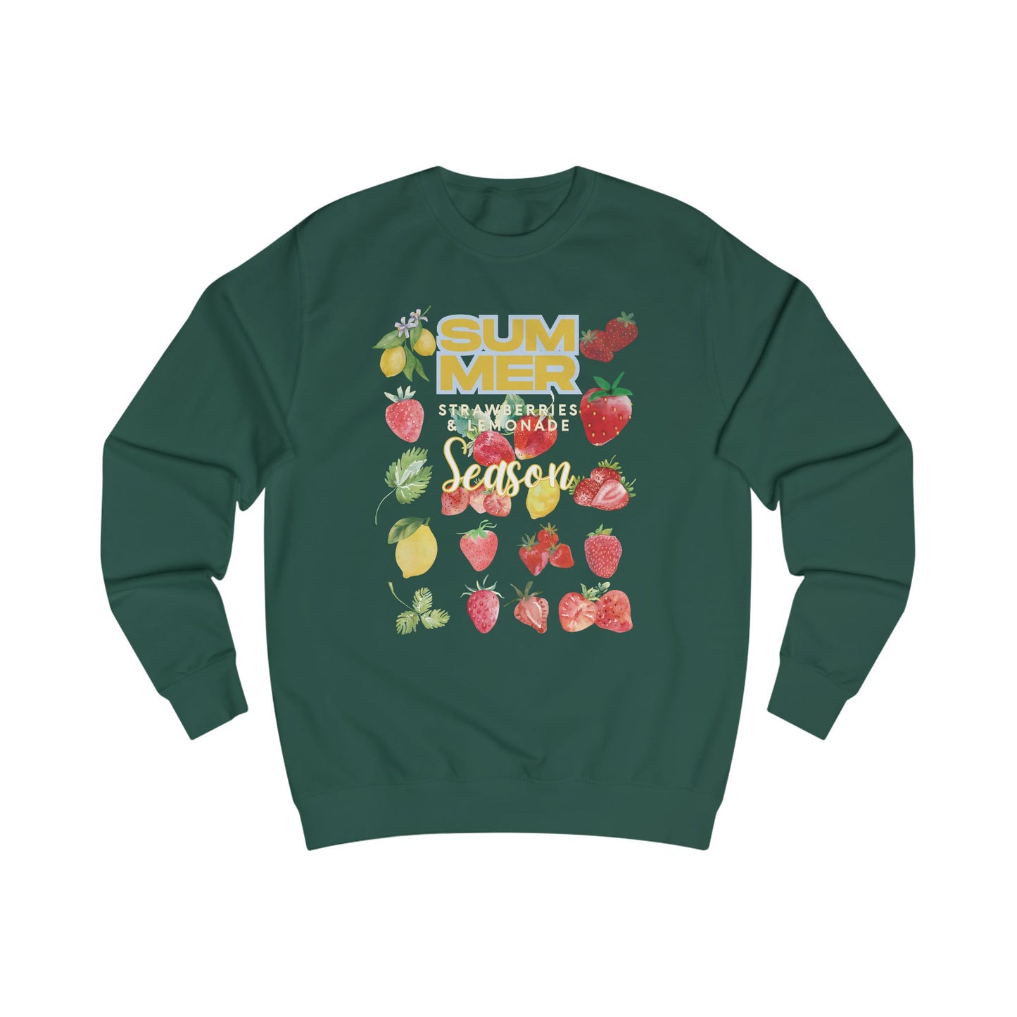 Summer Strawberries and Lemonade Season Sweatshirt, Relaxed Fit Cozy Top, Gift for Fruit Lovers, Perfect for Casual Days, Ideal for Summer Celebrations