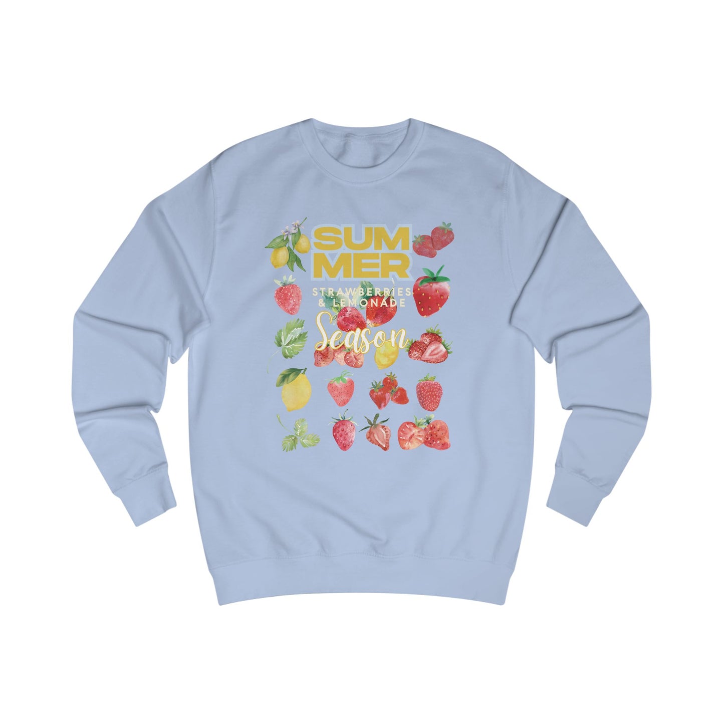 Summer Strawberries and Lemonade Season Sweatshirt, Relaxed Fit Cozy Top, Gift for Fruit Lovers, Perfect for Casual Days, Ideal for Summer Celebrations