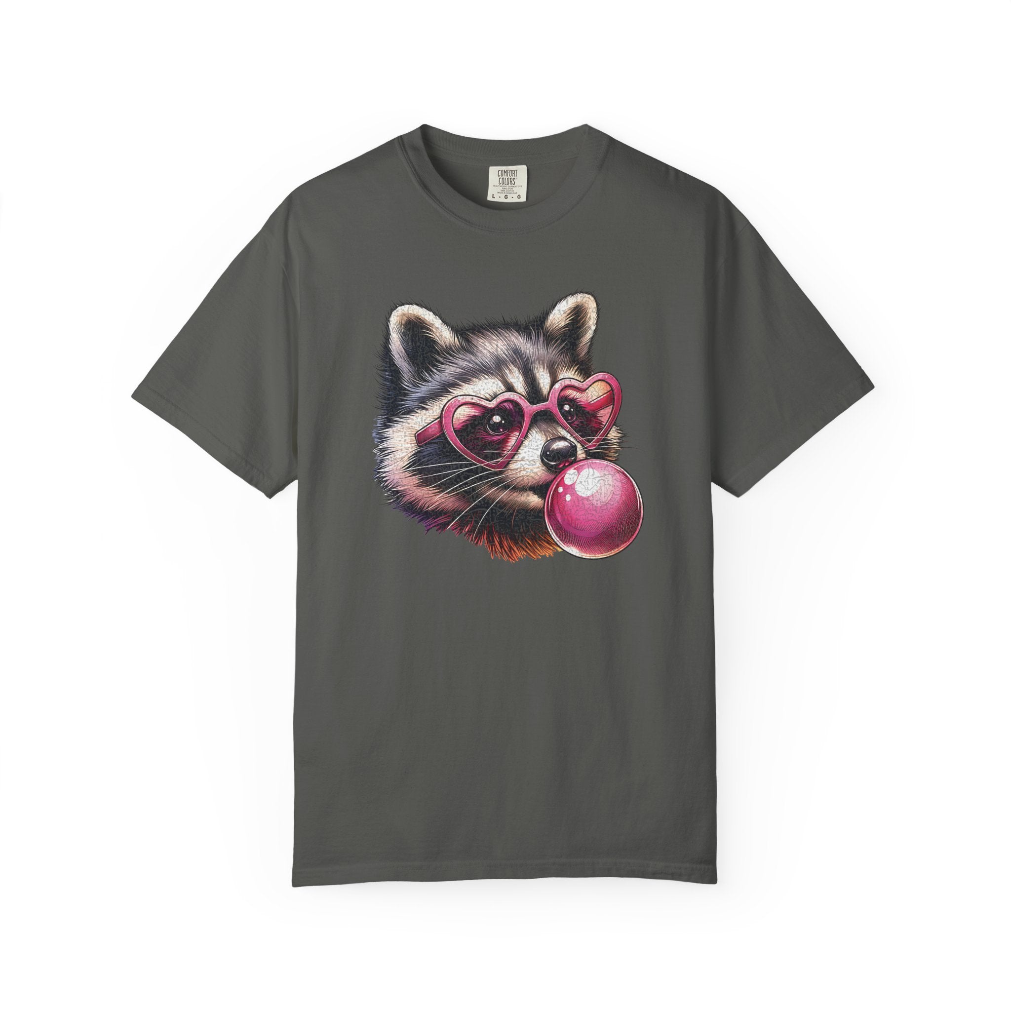 Cute Bubblegum Raccoon with Heart Sunglasses T-shirt