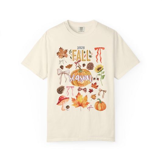 Fall Season Unisex Garment-Dyed T-Shirt, Autumn Apparel, Seasonal Fashion, Cozy Gift, Thanksgiving Tee, Pumpkin Design
