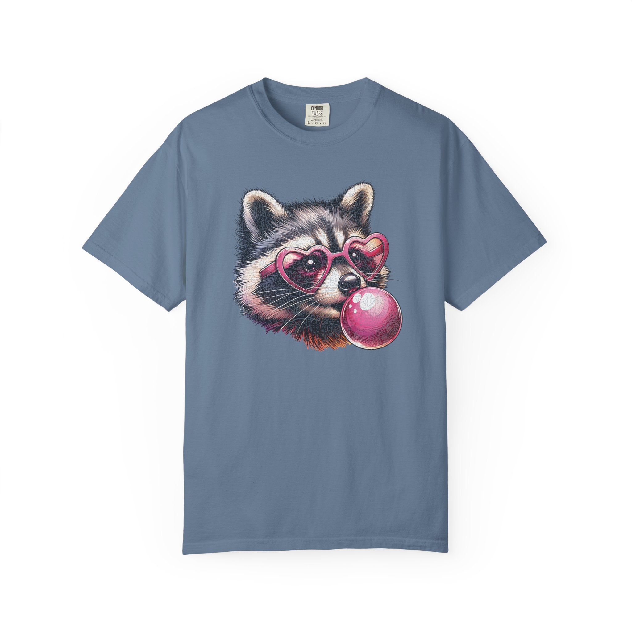 Cute Bubblegum Raccoon with Heart Sunglasses T-shirt