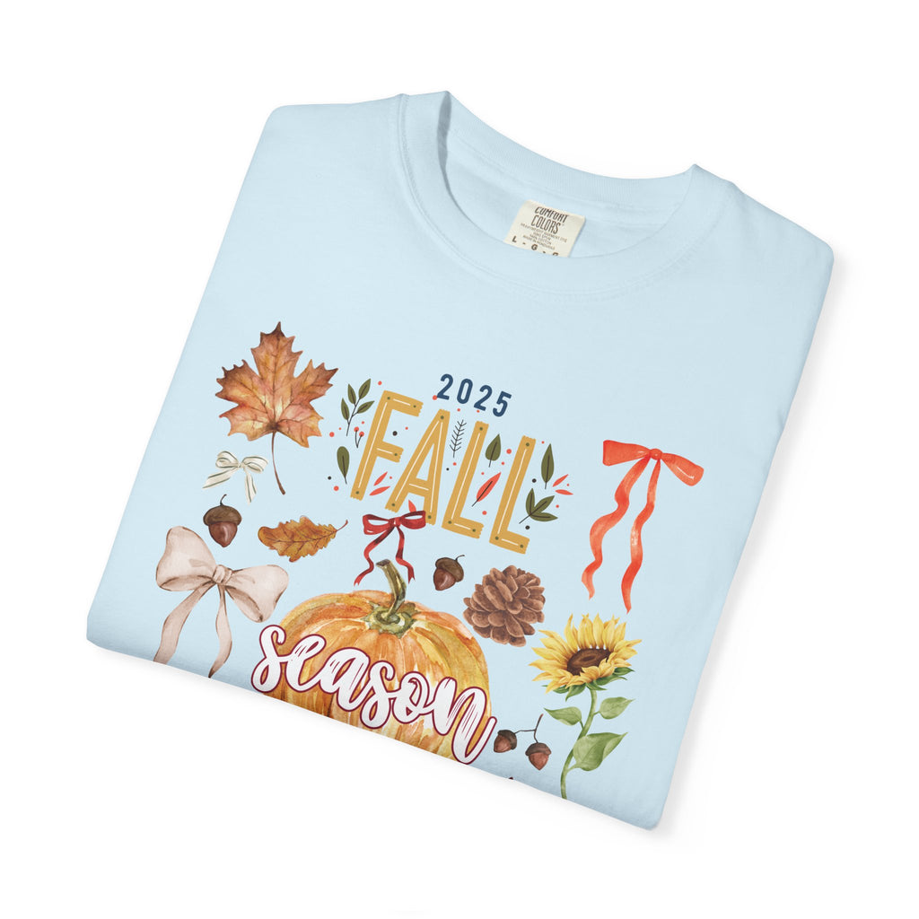 Fall Season Unisex Garment-Dyed T-Shirt, Autumn Apparel, Seasonal Fashion, Cozy Gift, Thanksgiving Tee, Pumpkin Design