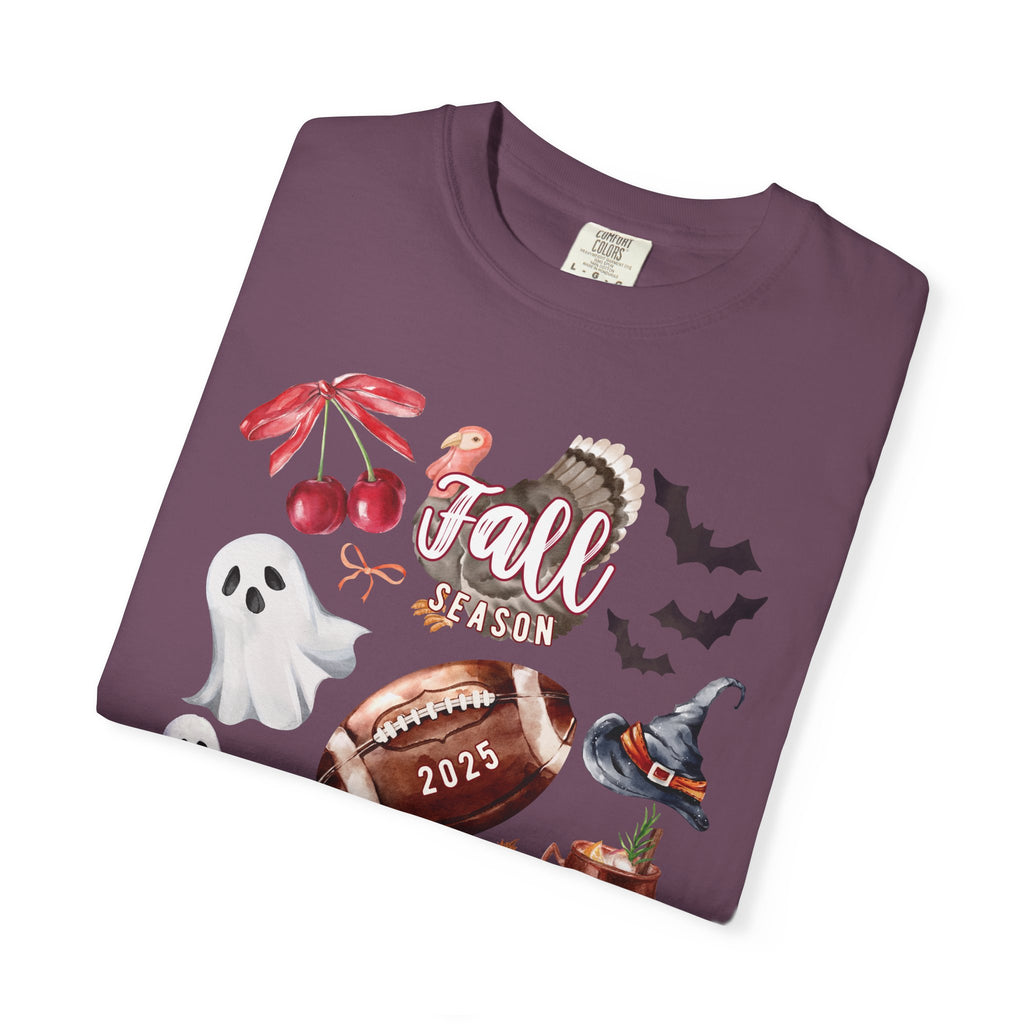 Fall-Themed Unisex Garment-Dyed T-Shirt, Autumn Tee, Halloween Shirt, Cozy Fall Apparel, Seasonal Fashion, Pumpkin Spice Tee