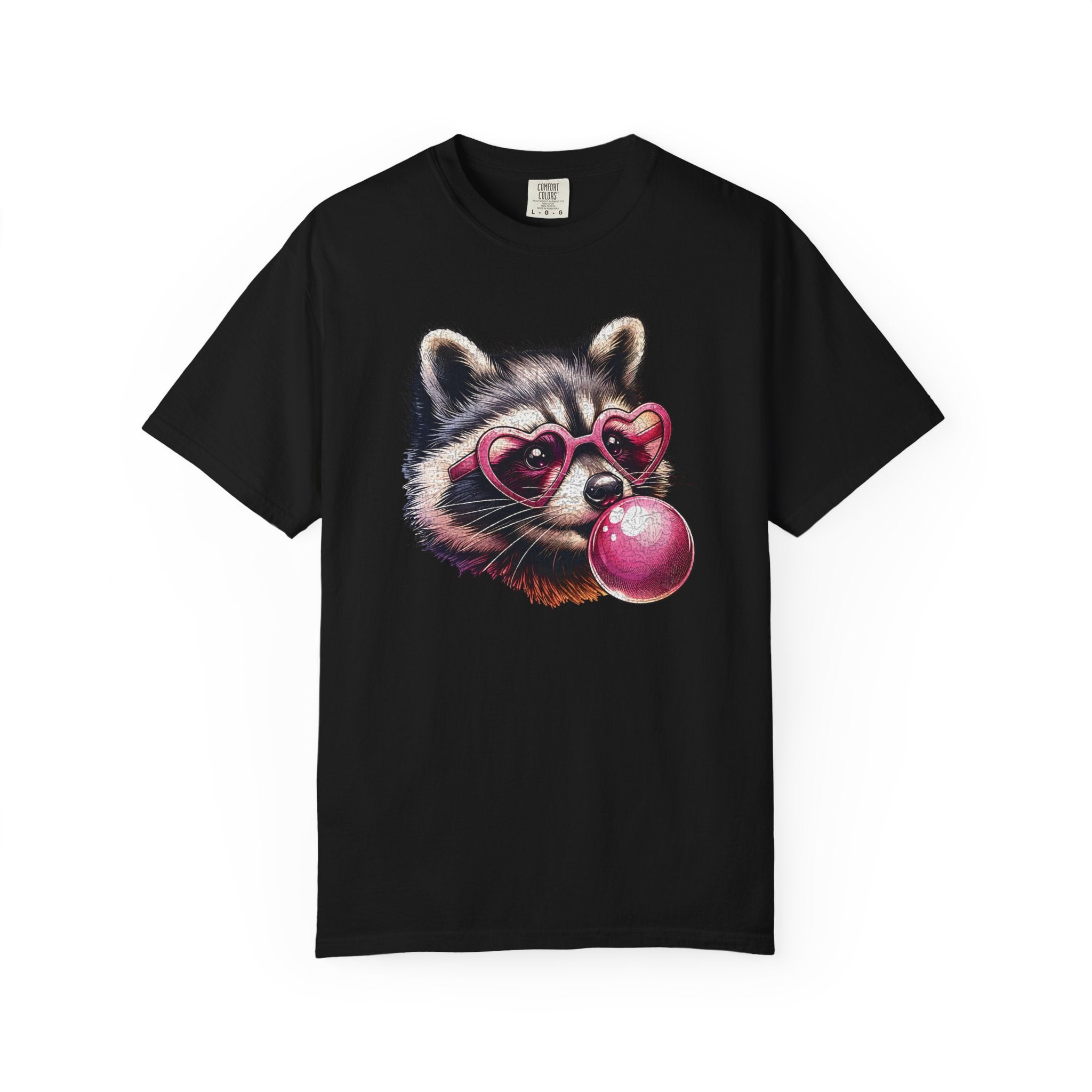 Cute Bubblegum Raccoon with Heart Sunglasses T-shirt