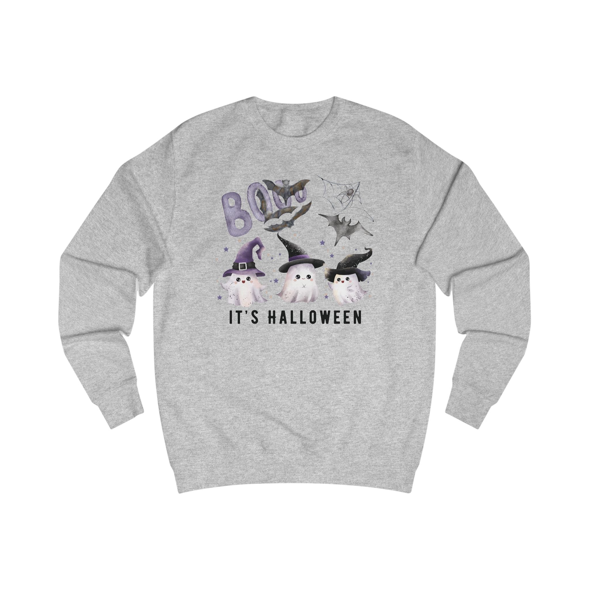Spooky Halloween Unisex Sweatshirt, Cozy Fall Apparel, Ghostly Witch Design, Perfect for Halloween Party, Cute Kawaii Ghost Sweatshirt