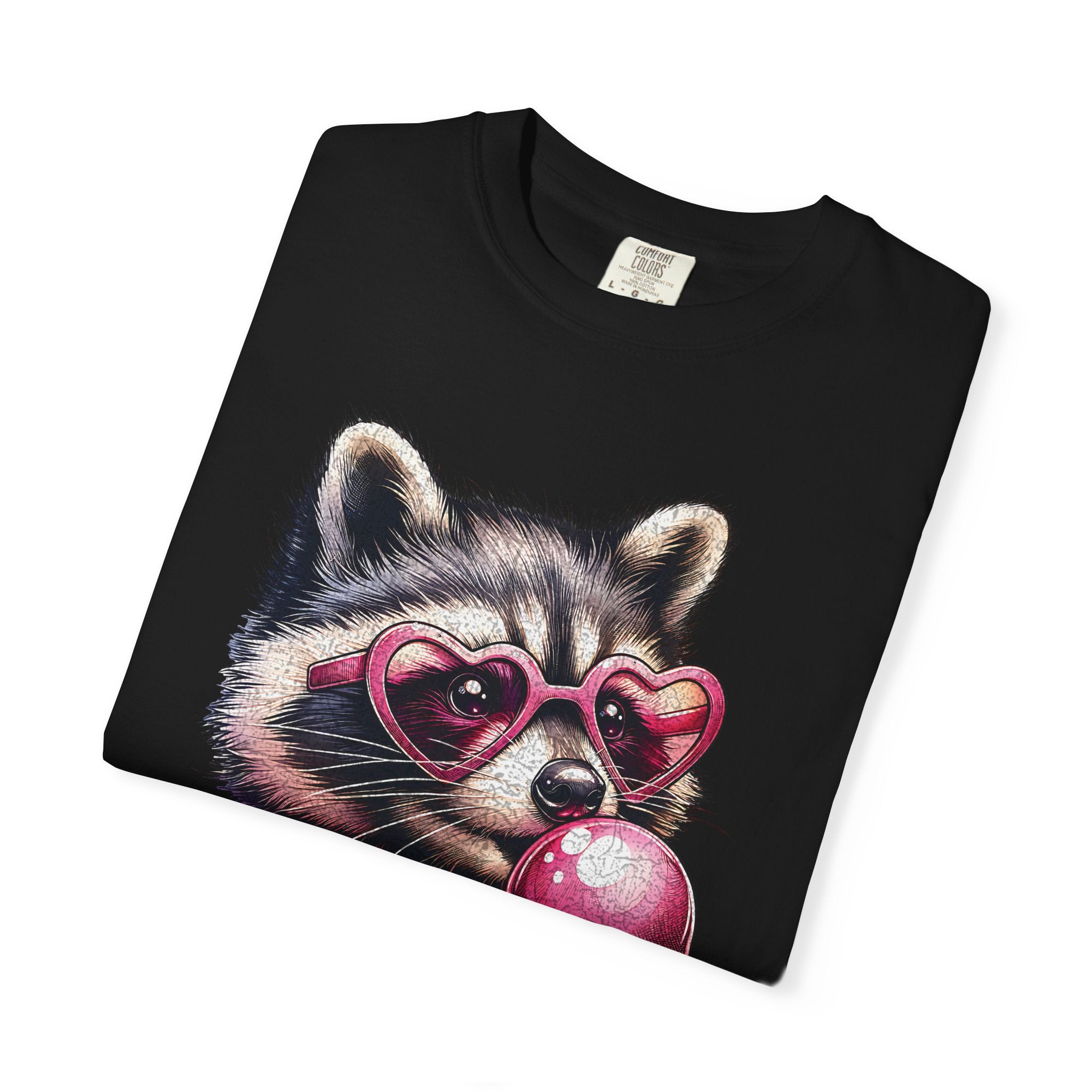 Cute Bubblegum Raccoon with Heart Sunglasses T-shirt