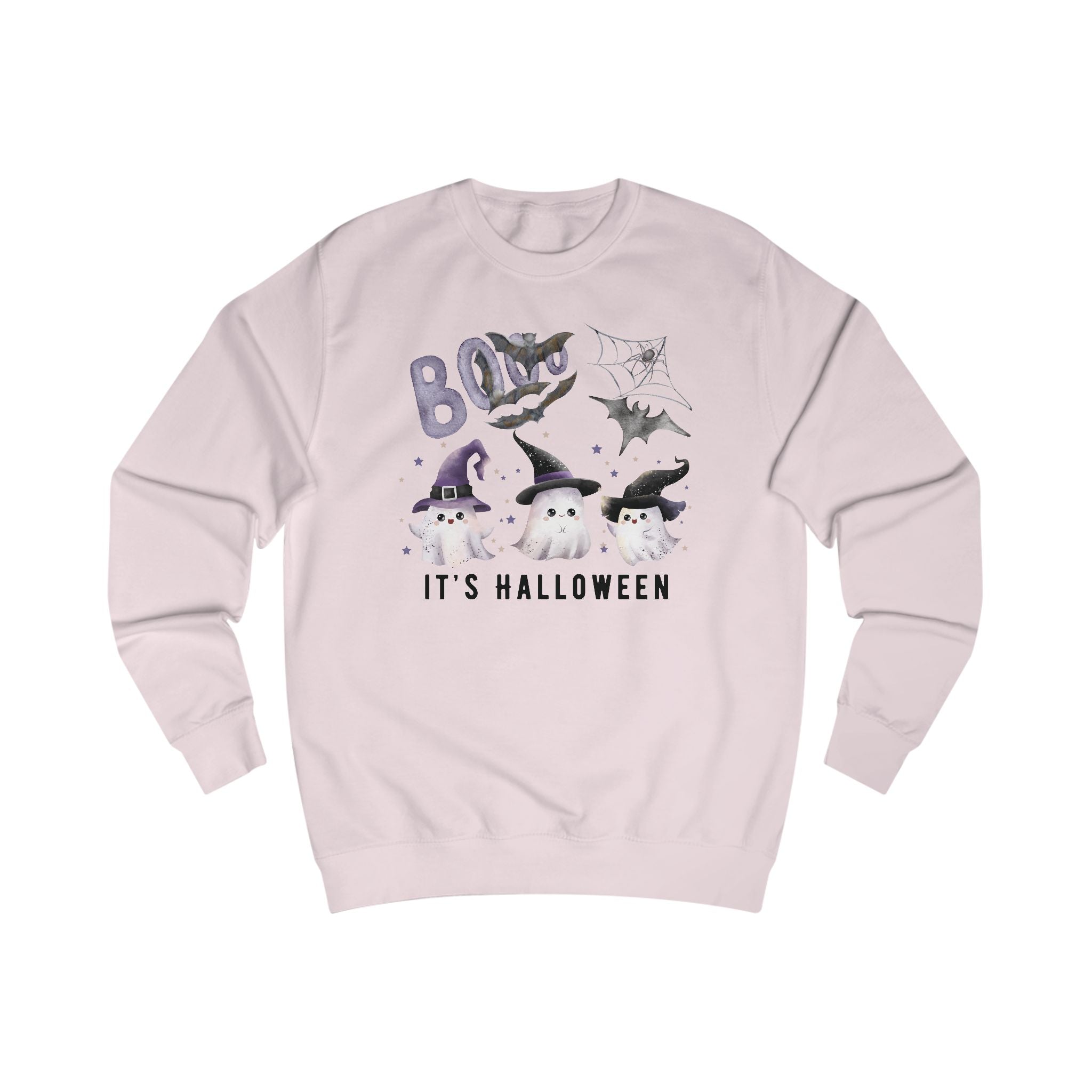 Spooky Halloween Unisex Sweatshirt, Cozy Fall Apparel, Ghostly Witch Design, Perfect for Halloween Party, Cute Kawaii Ghost Sweatshirt