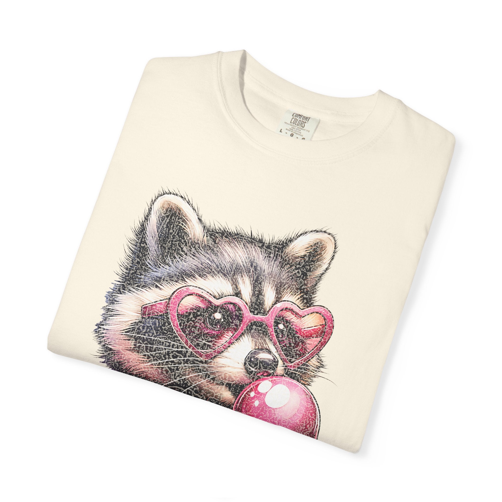 Cute Bubblegum Raccoon with Heart Sunglasses T-shirt