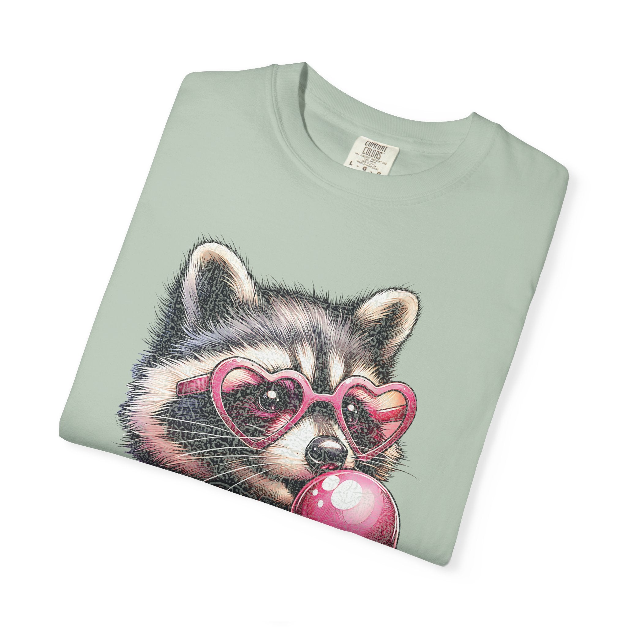 Cute Bubblegum Raccoon with Heart Sunglasses T-shirt
