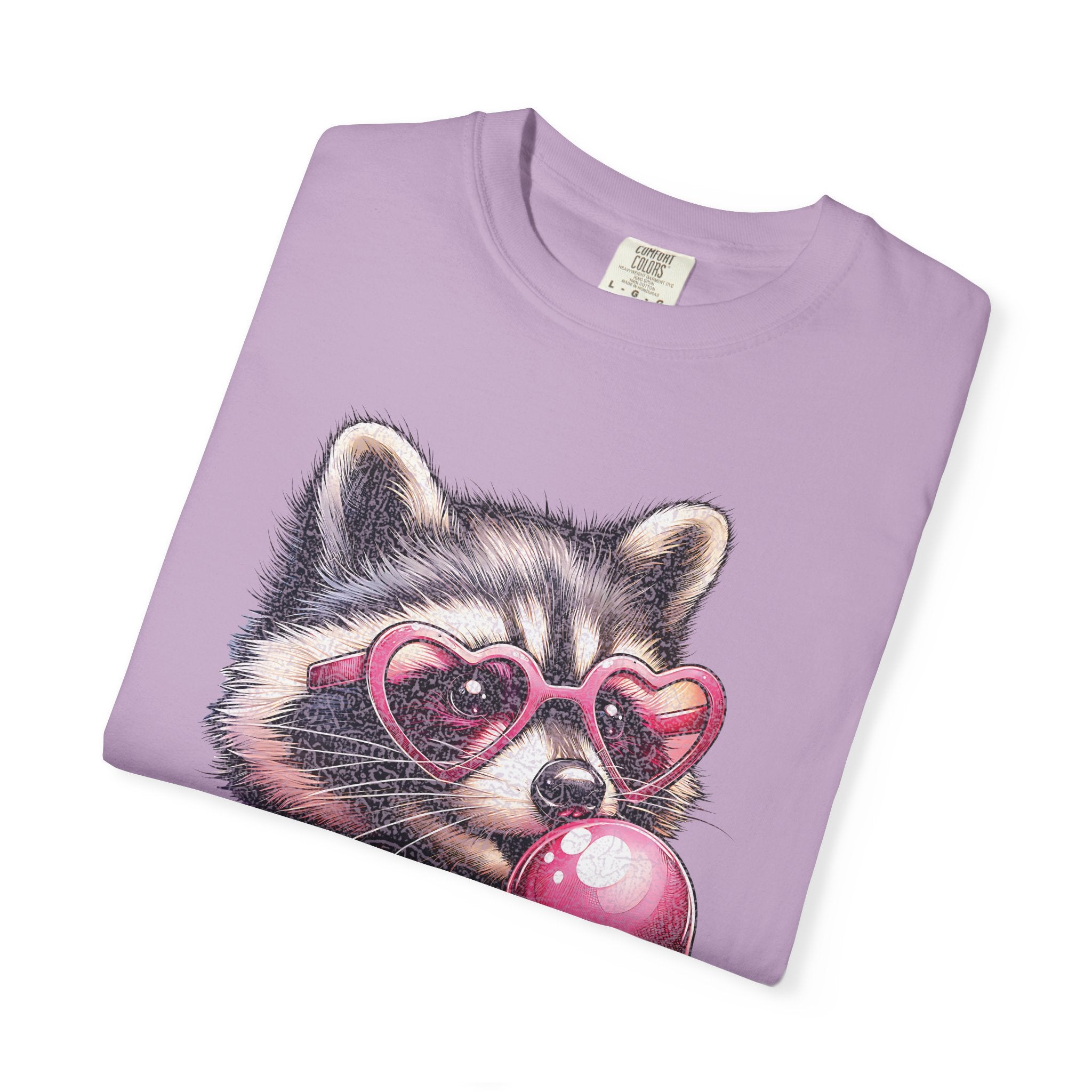 Cute Bubblegum Raccoon with Heart Sunglasses T-shirt