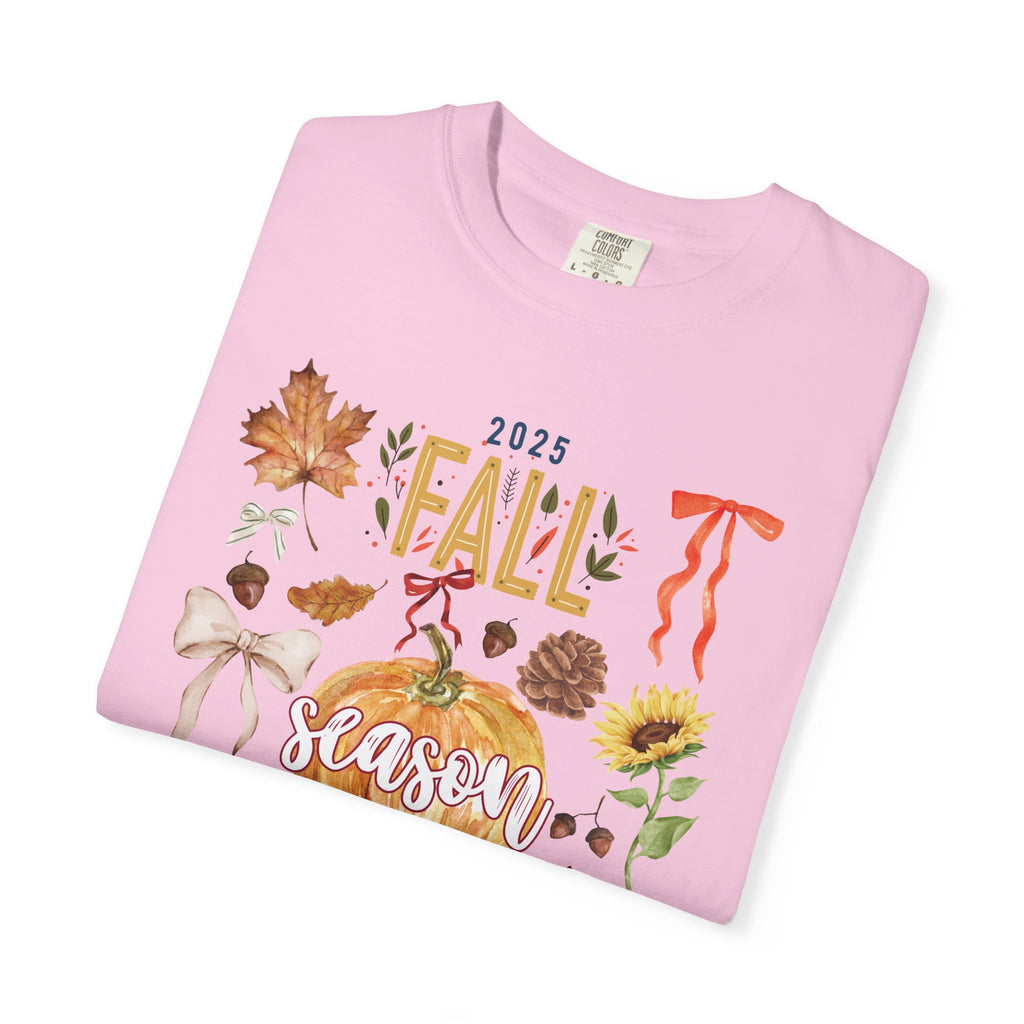 Fall Season Unisex Garment-Dyed T-Shirt, Autumn Apparel, Seasonal Fashion, Cozy Gift, Thanksgiving Tee, Pumpkin Design