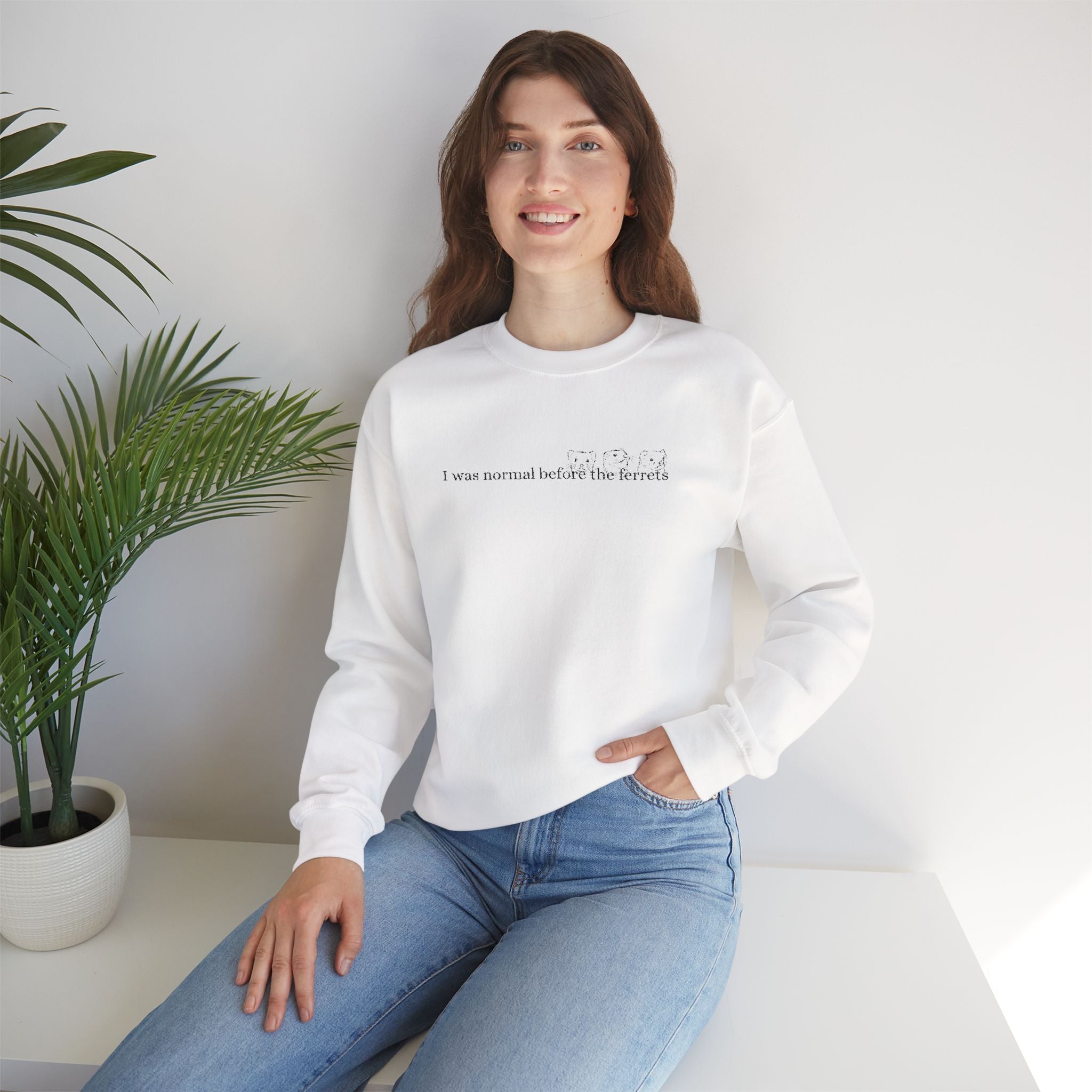 I was normal before the Ferrets embroidered sweatshirt