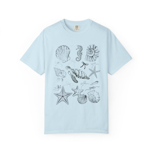 Beach Seashell Graphic T-shirt, Unisex Summer Tee, Ocean Vibes Shirt, Seashell Lover Gift, Casual Beachwear, Sea Life T-Shirt