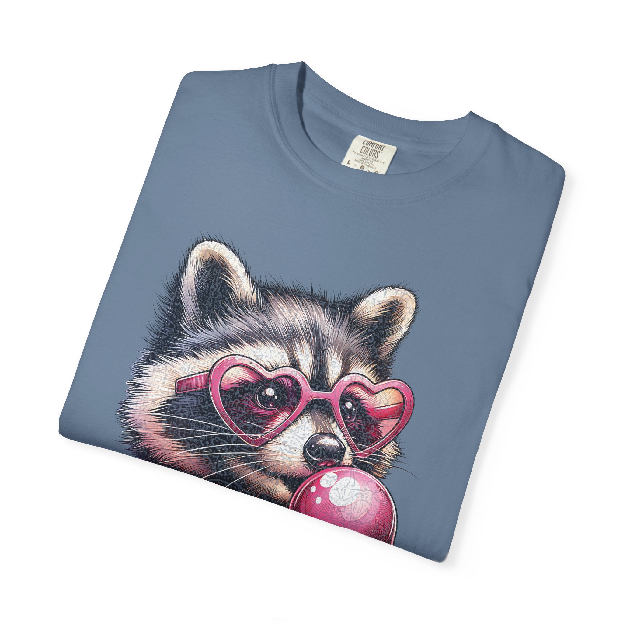 Cute Bubblegum Raccoon with Heart Sunglasses T-shirt
