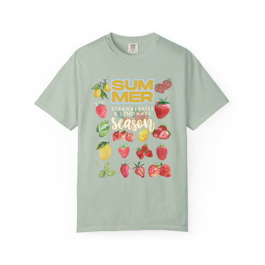 Strawberry Lemonade Shirt, Summer Fruit T-Shirt | Unisex Garment-Dyed Tee,  Summer Vibes, Gift for Foodies, Casual Wear