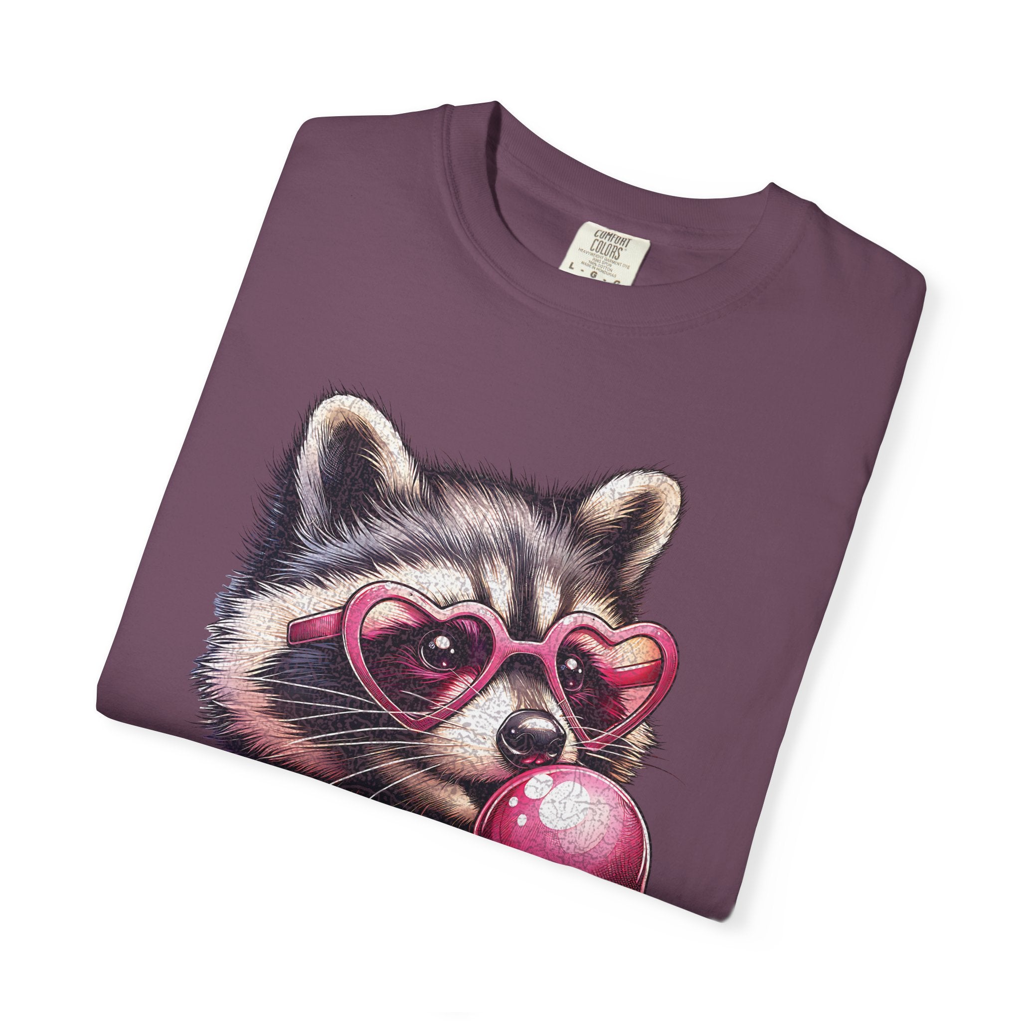 Cute Bubblegum Raccoon with Heart Sunglasses T-shirt