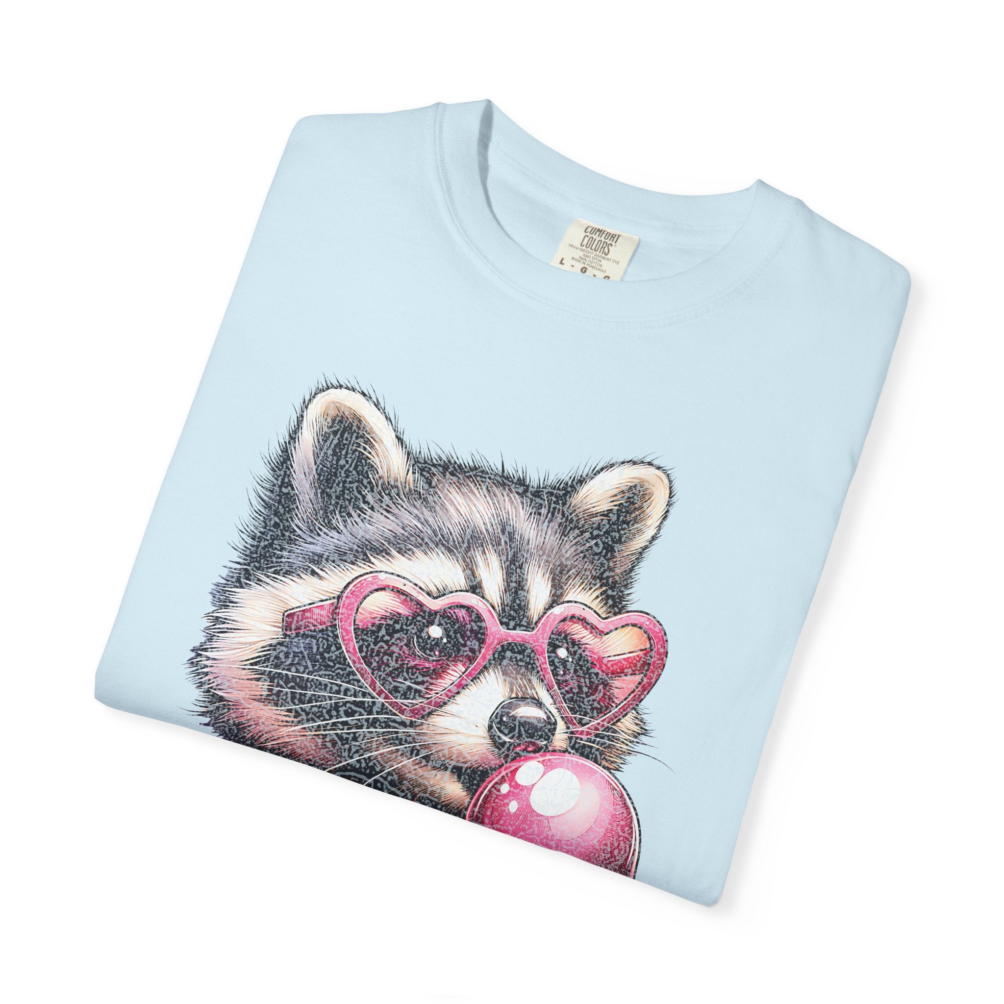 Cute Bubblegum Raccoon with Heart Sunglasses T-shirt