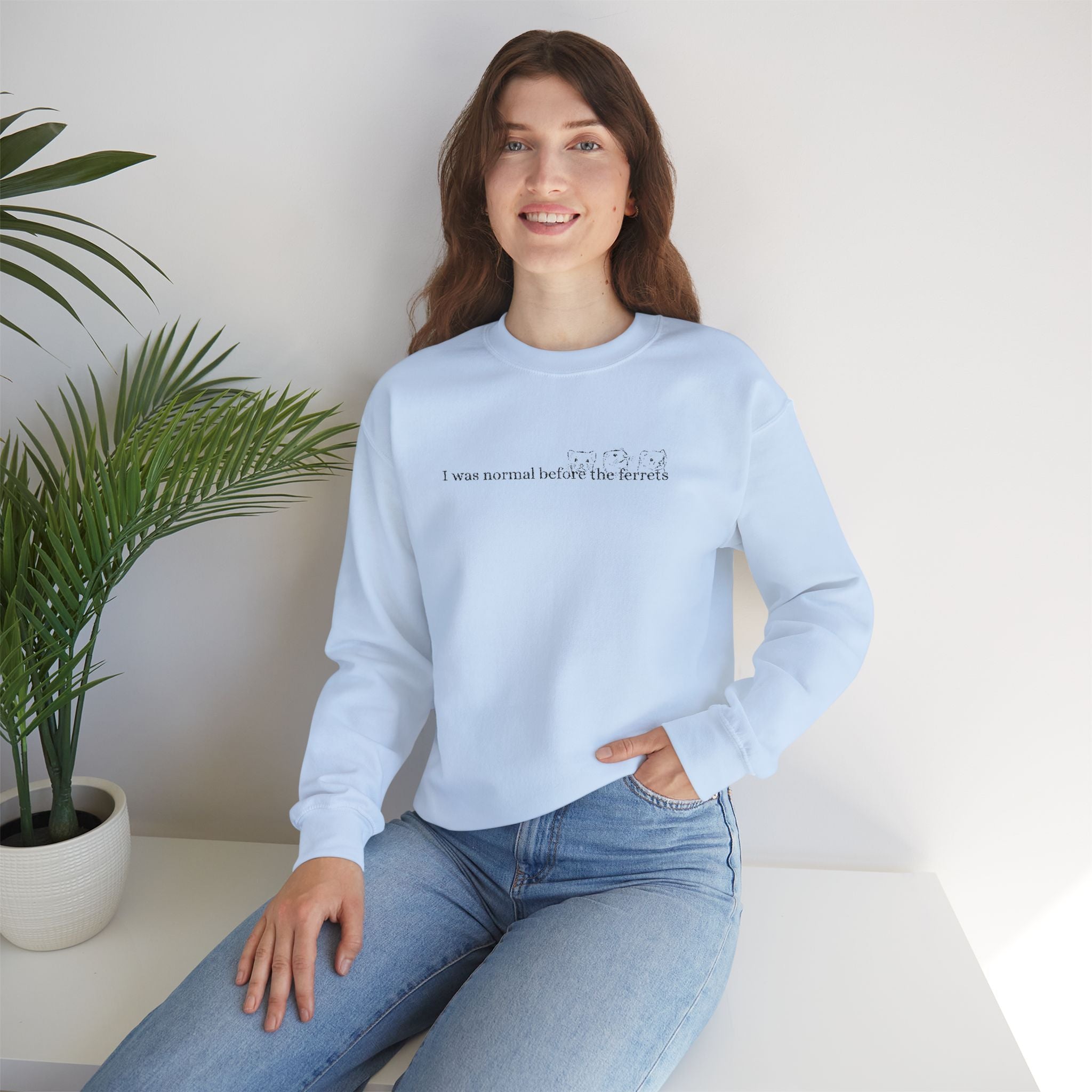 I was normal before the Ferrets embroidered sweatshirt