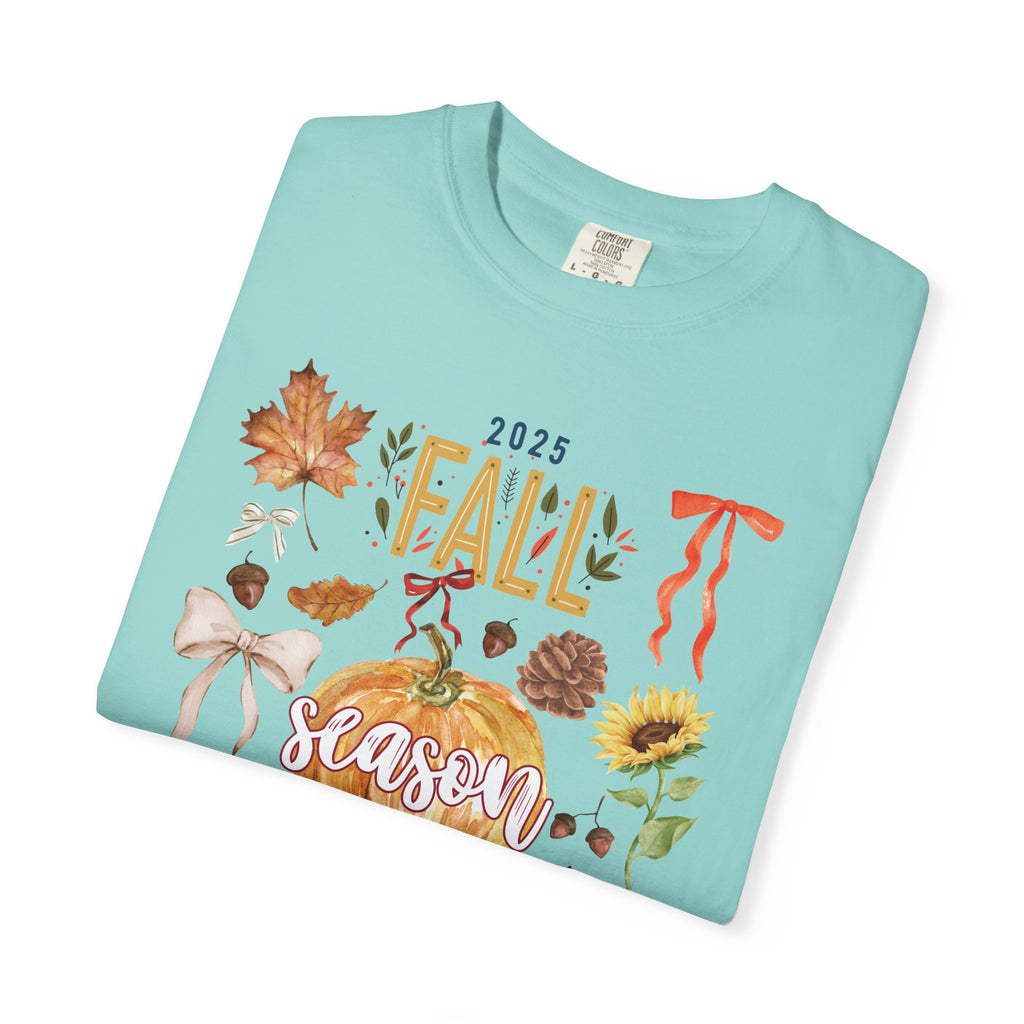 Fall Season Unisex Garment-Dyed T-Shirt, Autumn Apparel, Seasonal Fashion, Cozy Gift, Thanksgiving Tee, Pumpkin Design