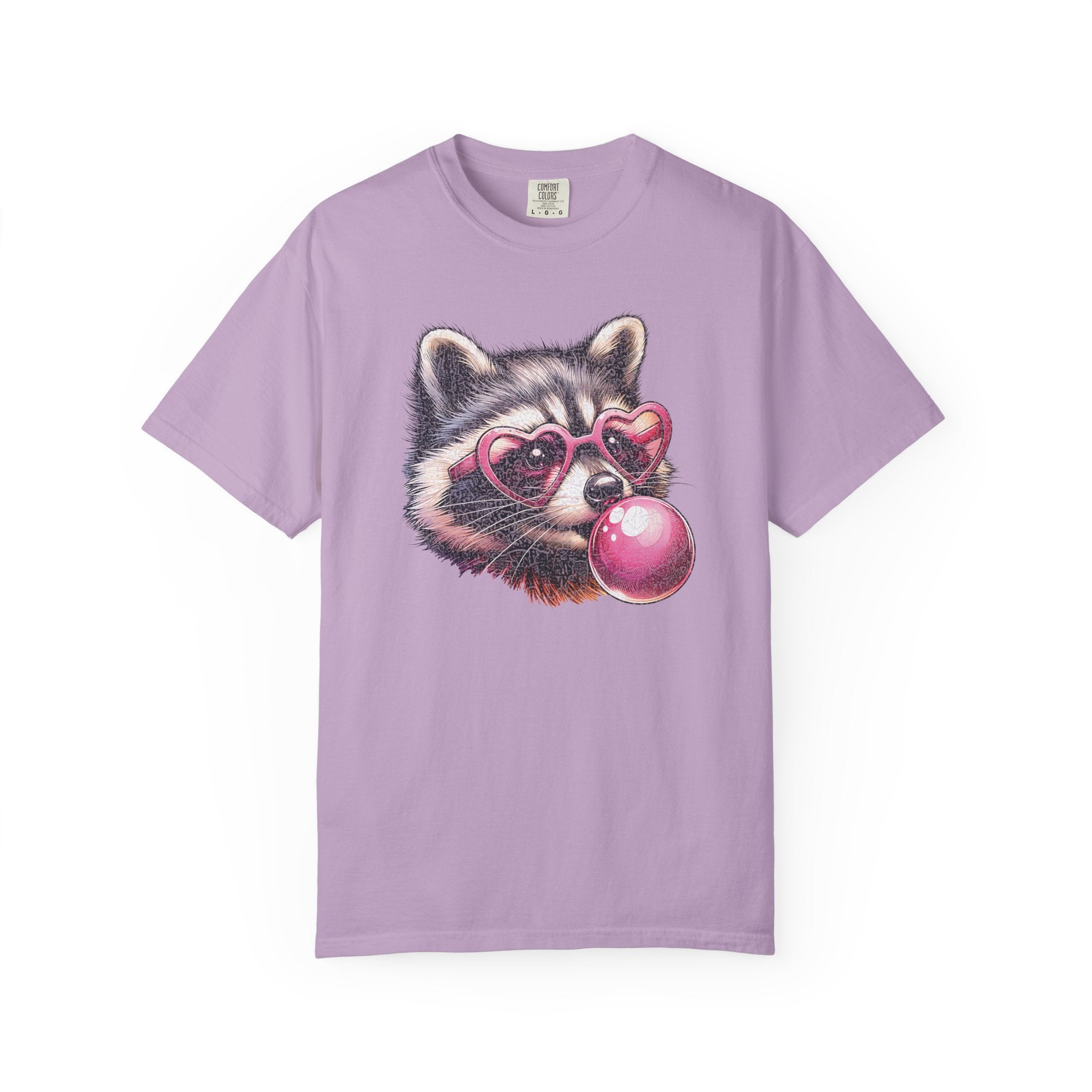 Cute Bubblegum Raccoon with Heart Sunglasses T-shirt