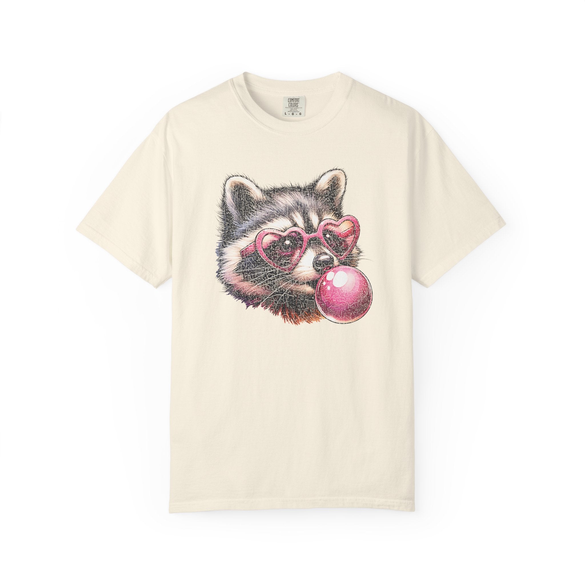 Cute Bubblegum Raccoon with Heart Sunglasses T-shirt