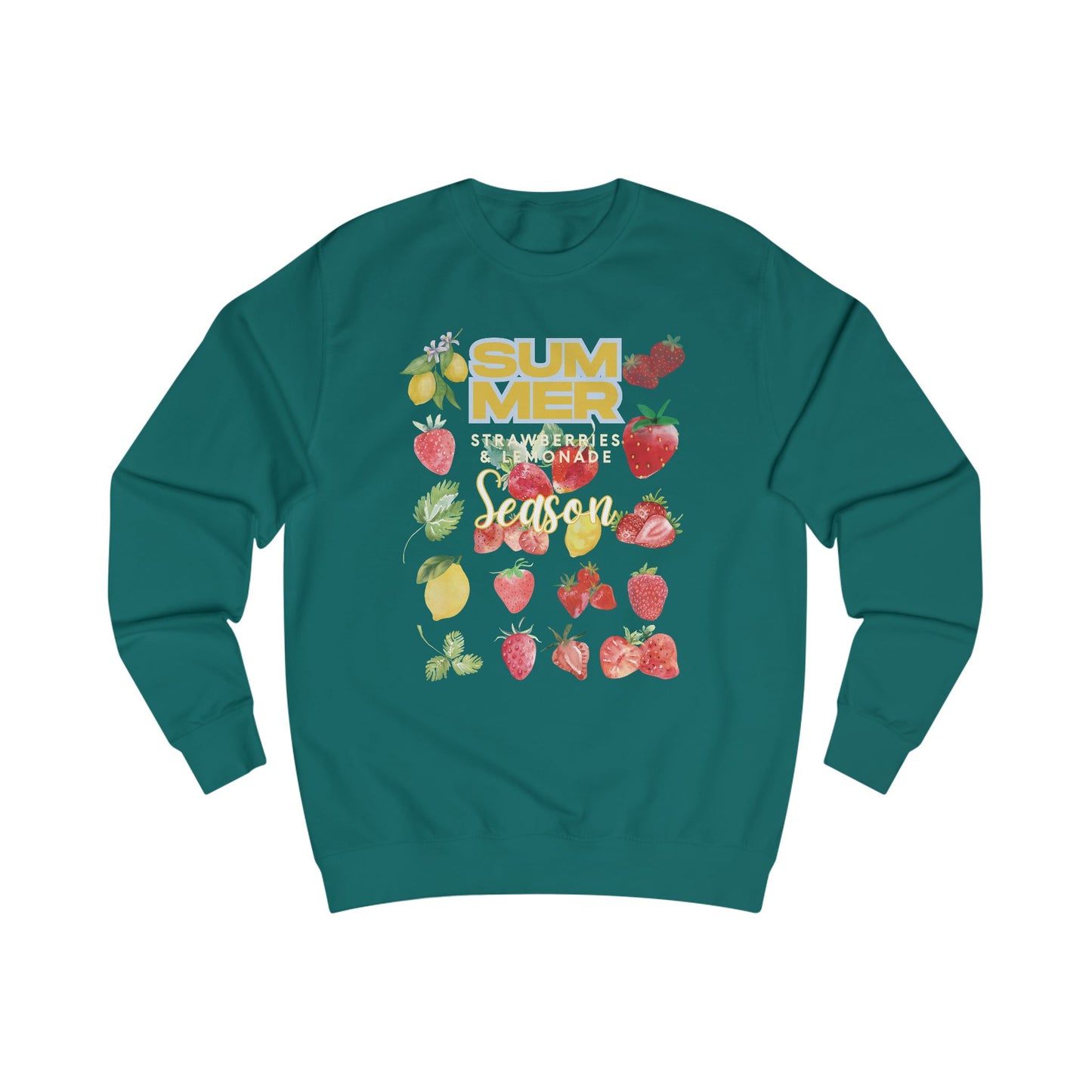 Summer Strawberries and  Lemonade Season Sweatshirt, Relaxed Fit Cozy Top, Gift for Fruit Lovers, Perfect for Casual Days, Ideal for Summer Celebrations
