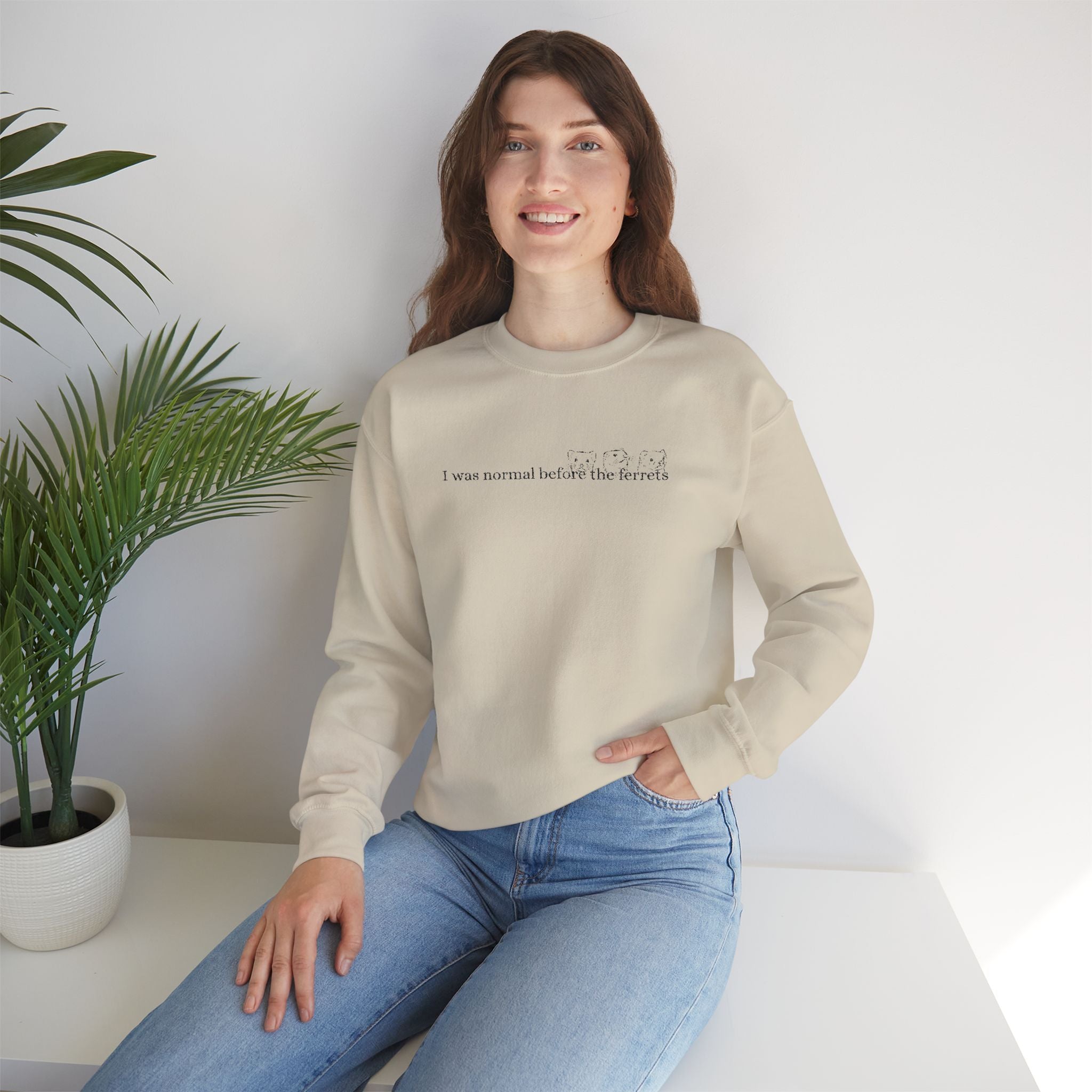 I was normal before the Ferrets embroidered sweatshirt