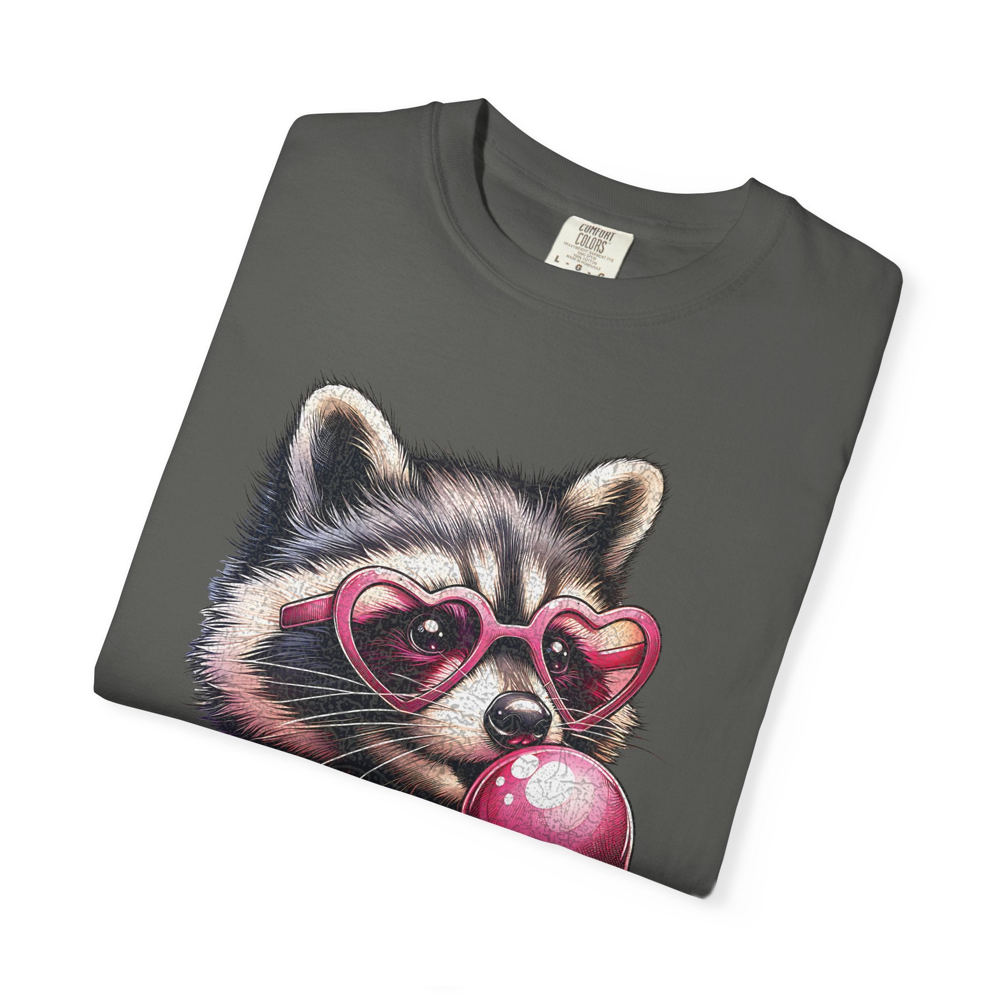 Cute Bubblegum Raccoon with Heart Sunglasses T-shirt