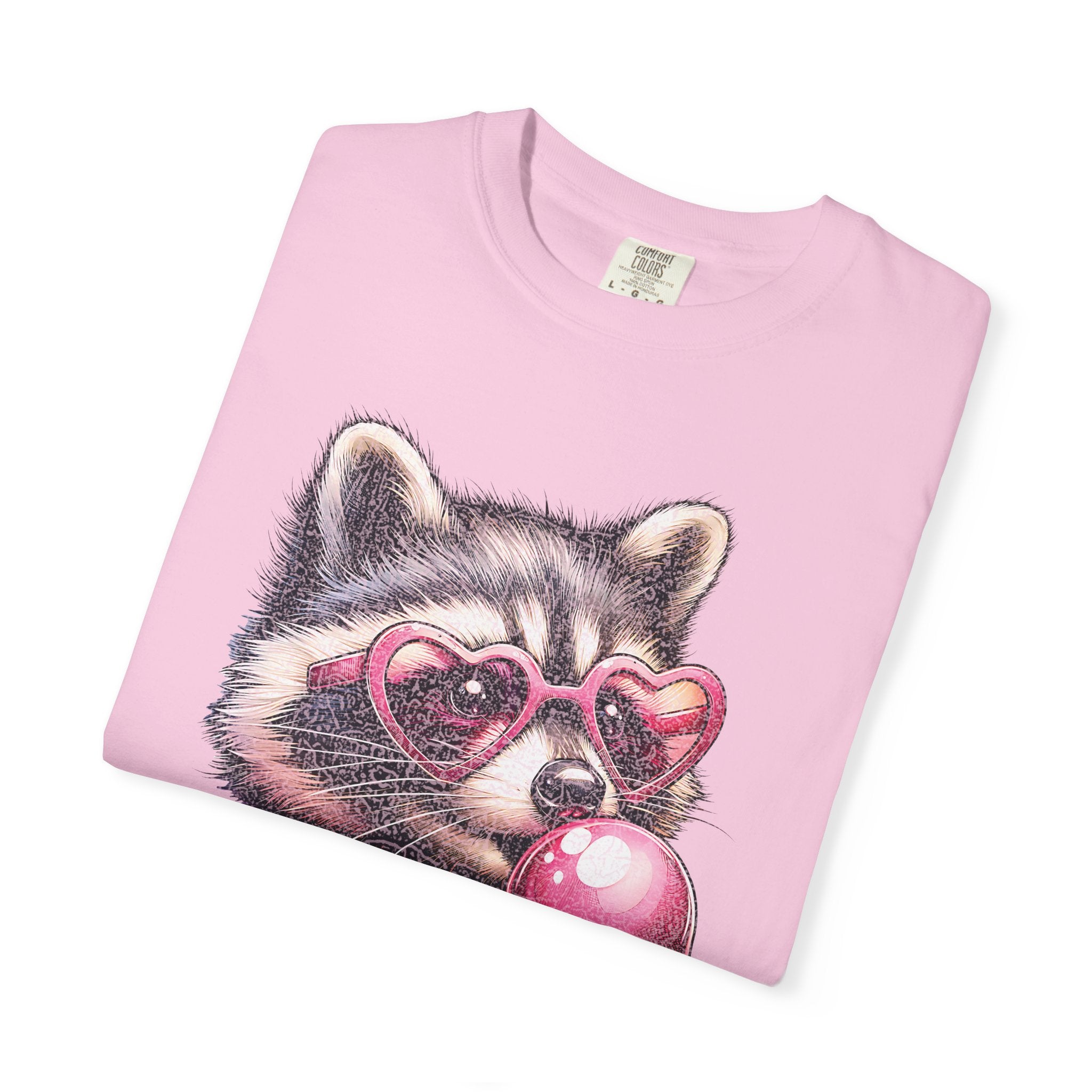 Cute Bubblegum Raccoon with Heart Sunglasses T-shirt