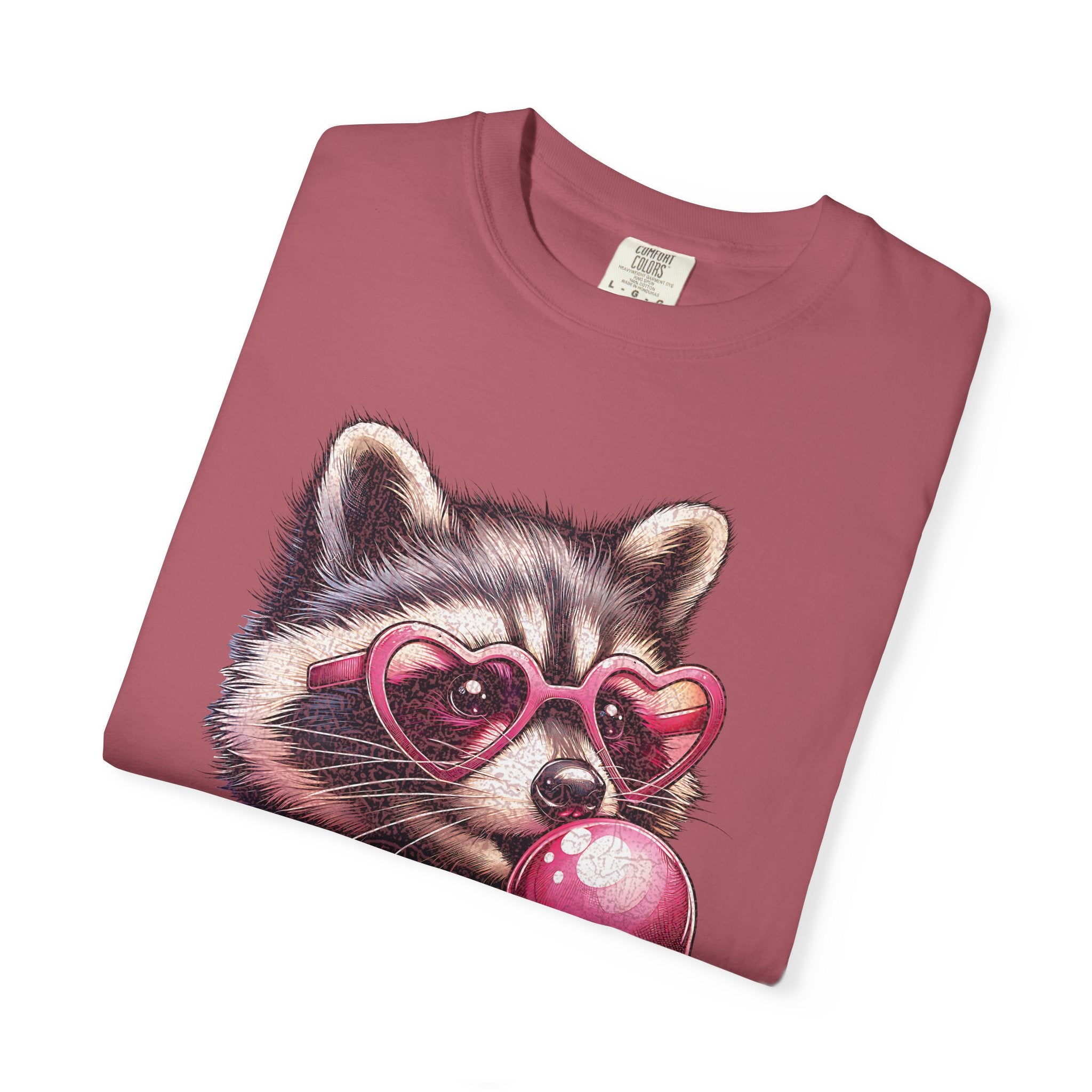 Cute Bubblegum Raccoon with Heart Sunglasses T-shirt