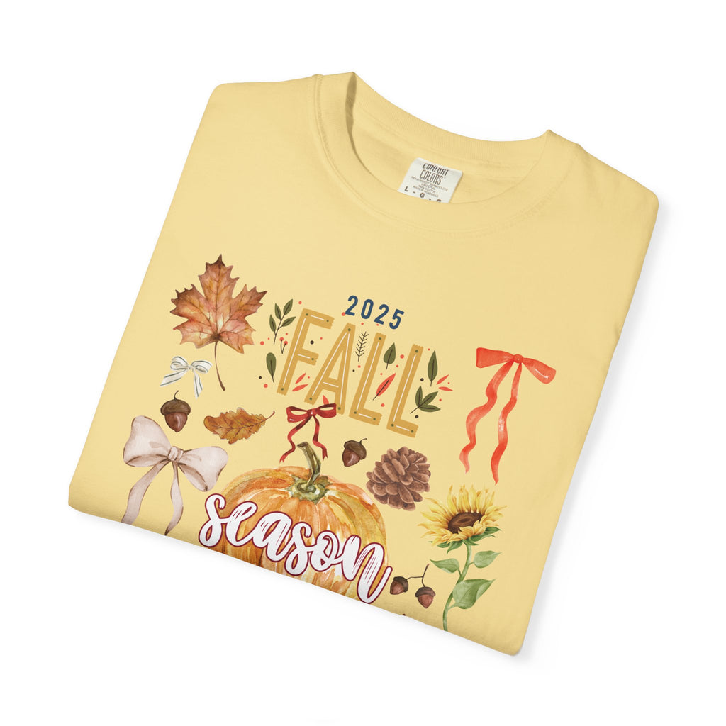 Fall Season Unisex Garment-Dyed T-Shirt, Autumn Apparel, Seasonal Fashion, Cozy Gift, Thanksgiving Tee, Pumpkin Design