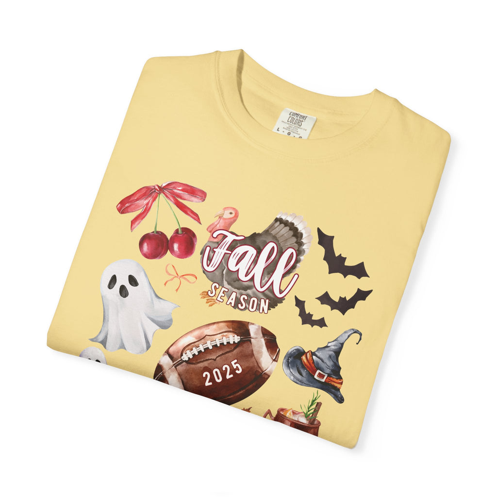 Fall-Themed Unisex Garment-Dyed T-Shirt, Autumn Tee, Halloween Shirt, Cozy Fall Apparel, Seasonal Fashion, Pumpkin Spice Tee