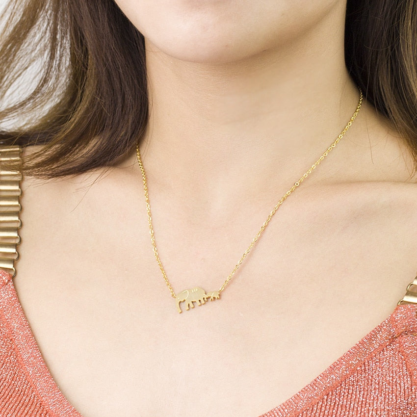 Mama and Baby Elephant necklace