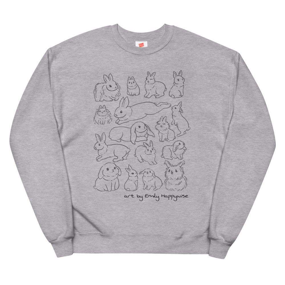 Bunny Breeds(line art) Unisex fleece sweatshirt