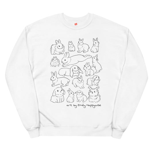 Bunny Breeds(line art) Unisex fleece sweatshirt